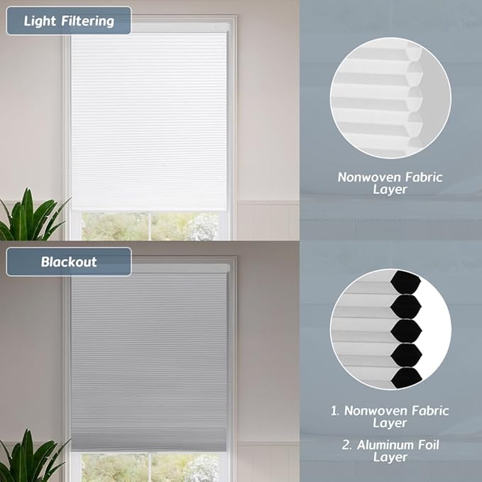 SEEYE No Drill Cordless Cellular Shades, Thermal Insulated Noise Reduction - Image 6