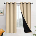 Yakamok Beige 100% Blackout Curtains, Thermal Insulated Total Blackout Drapes by Yakamok