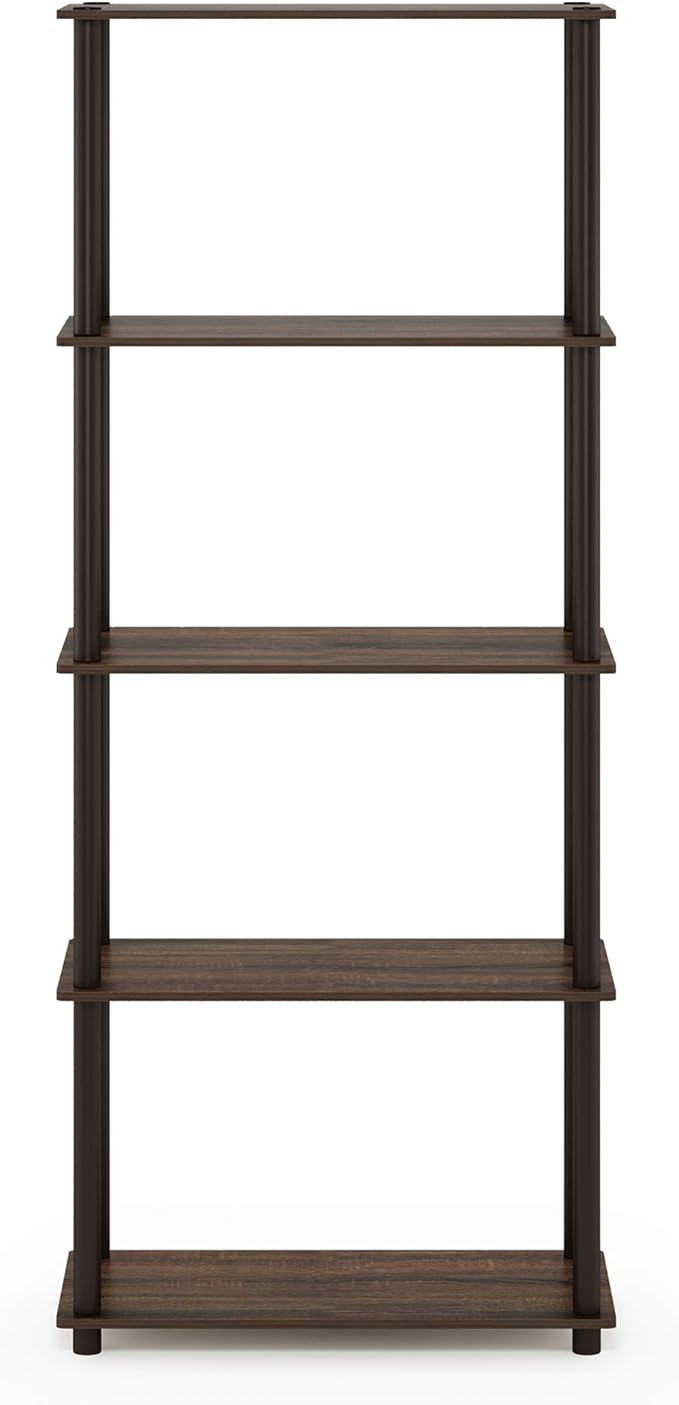 Furinno TURN-N-TUBE Storage Shelves, 5-Tier Book Shelf, Corner Shelf, Toolless - Image 6