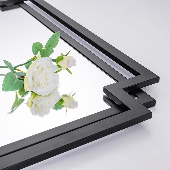 Black Decorative Mirror for Wall Decor, Contemporary Bathroom Mirror Above Sink - Image 2