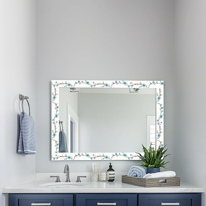 HOMETITUTE Wallpaper Border Peel and Stick Blue Blossom Texture Decorative Wall - Image 6