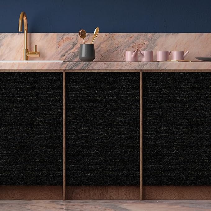 Black and Gold Peel and Stick Wallpaper Slight Velvety Feeling Woven Fabric - Image 5