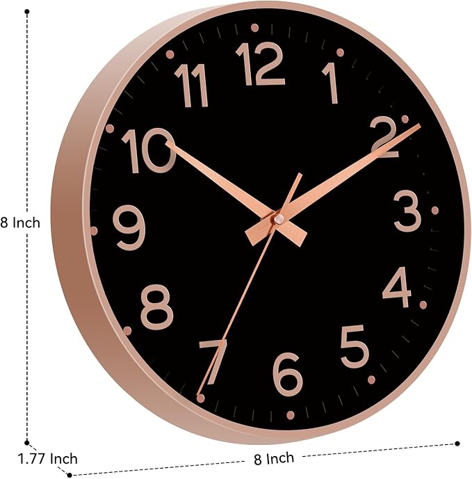Roymnie Wall Clock, Silent Wall Clocks Battery Operated 8 Inch-Modern Non - Image 3
