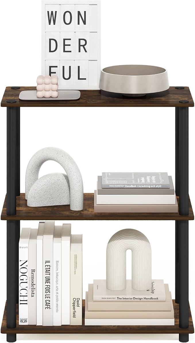 Furinno Turn-N-Tube Storage Shelves, 3-Tier Book Shelf, Corner Shelf, Toolless - Image 4