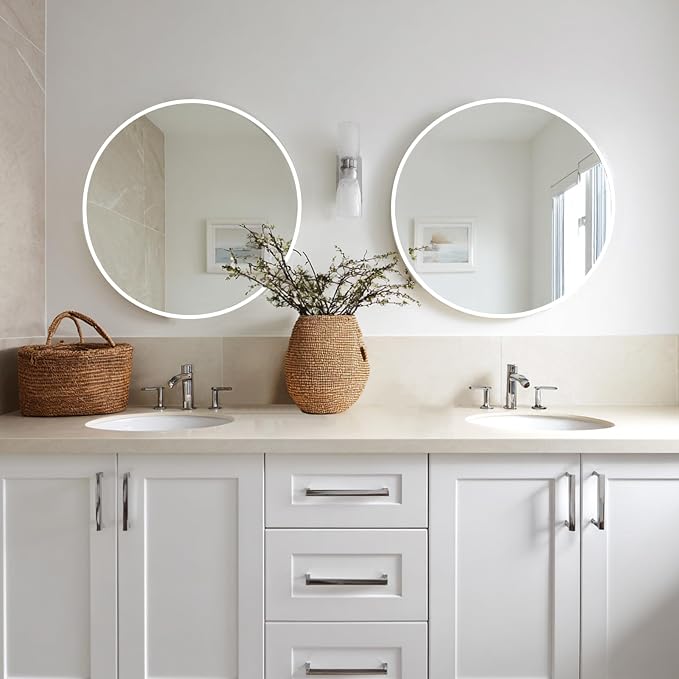 Sunniry White Round Mirror 24 inch, 2 Pack White Circle Mirror, Round Bathroom - Image 4
