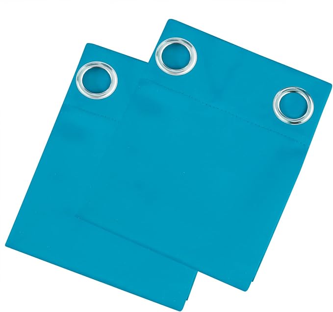 LEMOMO Blackout Curtains 66 x 54 Inch Long Teal Curtains Set of 2 Panels Room - Image 9