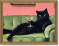 Fantasy Artists Humorous Black Cat Character Wall Art – Relaxed Anthropomorphic by Unknown