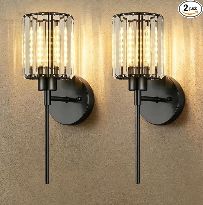 Crystal Battery Operated Wall Sconces, 12 Colors and 3CCT Dimmable Crystal Wall by Unknown