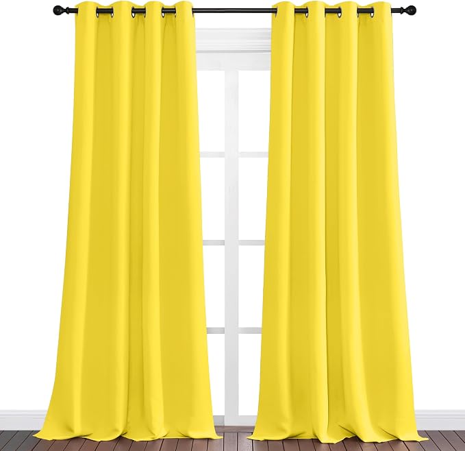 NICETOWN Bright Yellow Curtains 90" Long - Image 2