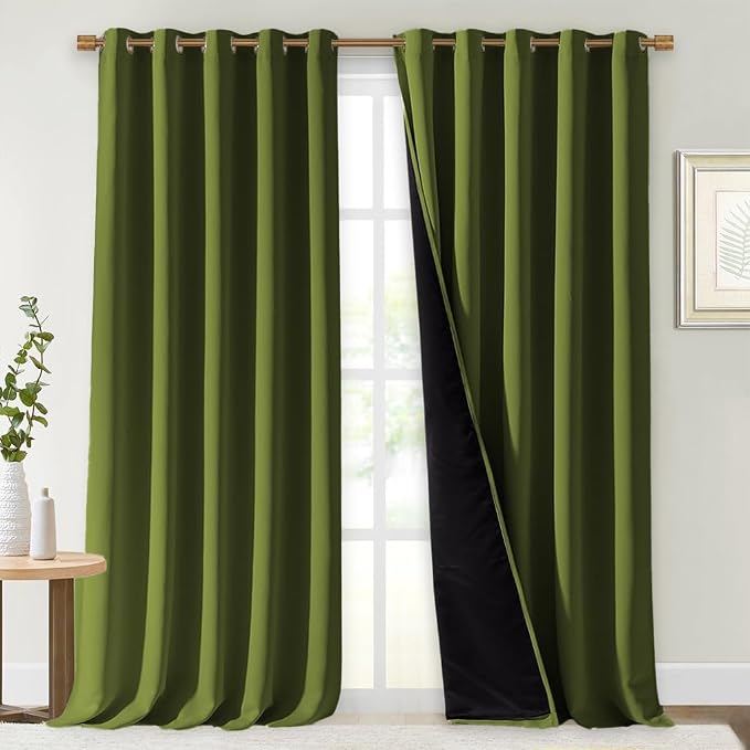 NICETOWN 100% Blackout Blinds, 70 inches x 108 inches, Olive Green, Laundry by NICETOWN