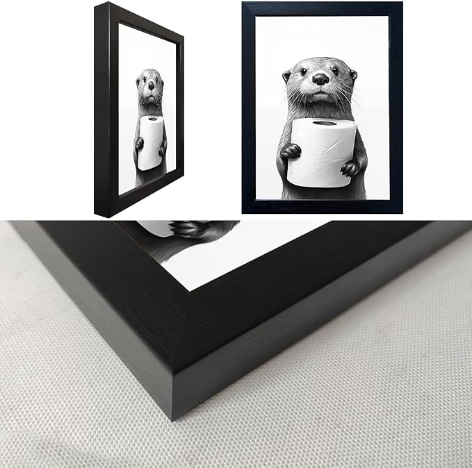 Bathroom Picture Wall Decor, Framed Black and White Bathroom Wall Art, Toilet - Image 4