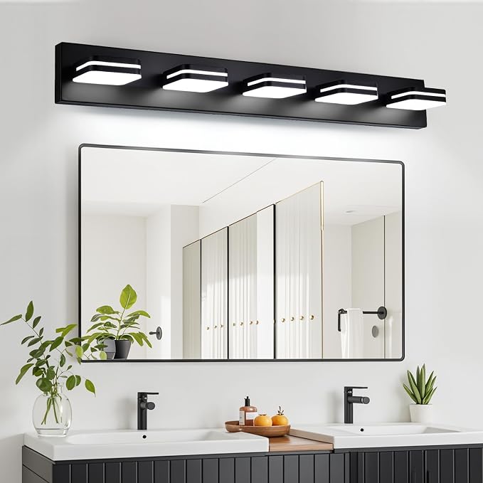 360° Rotate LED Bathroom Vanity Light Fixtures, 2100LM Acrylic Matte Black - Image 8