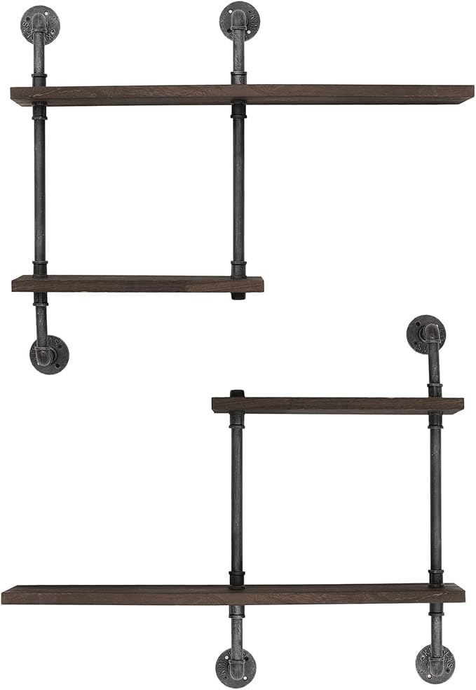Industrial Pipe Shelving Wall Mounted, Rustic Floating Shelves Wall Shelf Unit by THRONKENGER