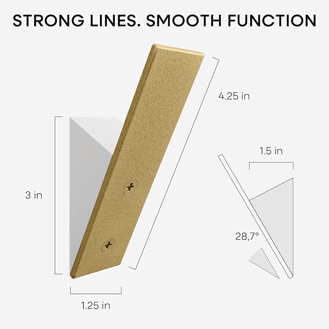 Homeforia Gold Wall Coat Hooks, High End White Wood & Gold Metal Wall Mounted - Image 4