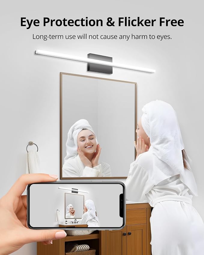 Combuh LED Bathroom Vanity Light Bar 36 Inch 20W Black IP44 Over Mirror - Image 3