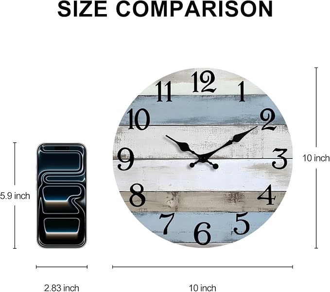 JoFomp 10 Inch Wooden Wall Clocks Battery Operated, Silent Wall Clock Non - Image 2