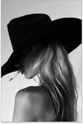 FuSatisYilife Trendy Black And White Wall Art Cool Western Woman Smoking Prints by FuSatisYilife