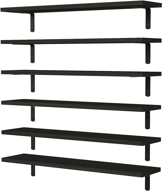 WOPITUES Wood Floating Shelves Set of 6, 24 inch Long Floating Shelves by WOPITUESOfficial
