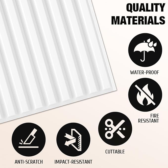 Qidejoy 33 Pcs 3D PVC Slat Wall Panels 12X12in Fluted Textured Paneling Modern - Image 4