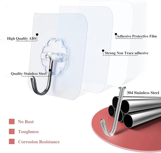 DDMY Heavy Duty Hook 24 Pack Self Adhesive Hooks - Image 4