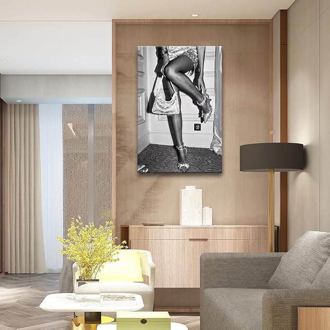 High Fashion Poster Trendy Black and White Wall Art Retro Girl Room Decor - Image 4