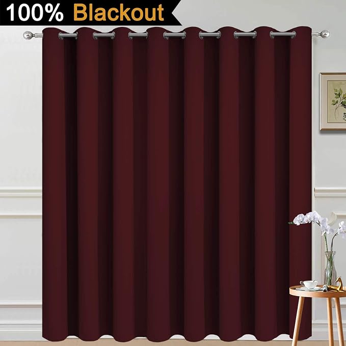 Yakamok Total Blackout Extra Wide Patio Sliding Door Curtains, Grommet Thermal - Image 2