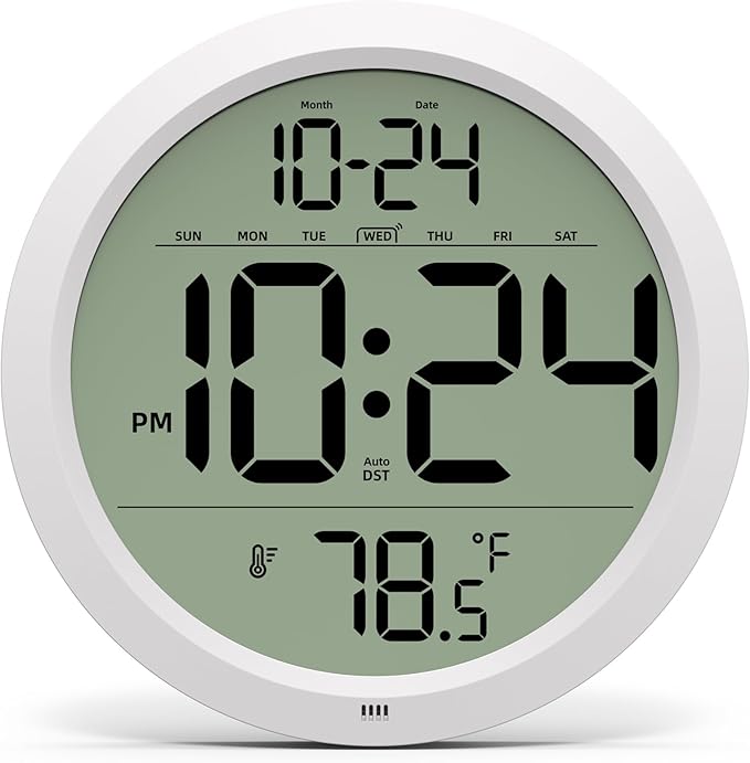 Digital Wall Clock with Date, Indoor Temperature, Battery-Operated Digital Clock by DigitalClocks