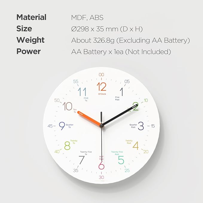 mooas Kids Easy Learning Flatwood Wall Clock - Image 9