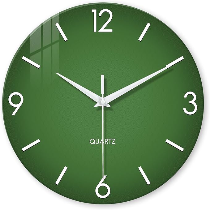 XFM Green Wall Clock 12 Inch Modern Wall Clocks Battery Operated Round Silent by XFMWallClock