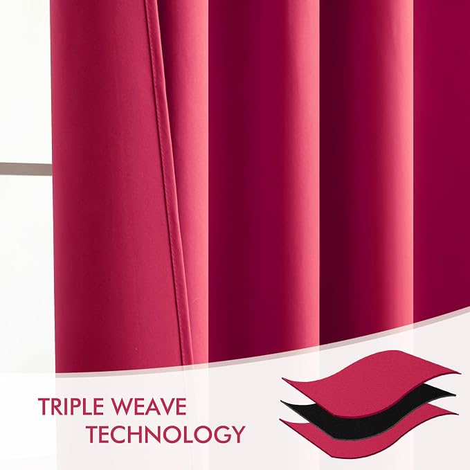 MIULEE Hot Pink Back Tab Blackout Curtains 120 Inch Long 2 Panels Set - Image 7