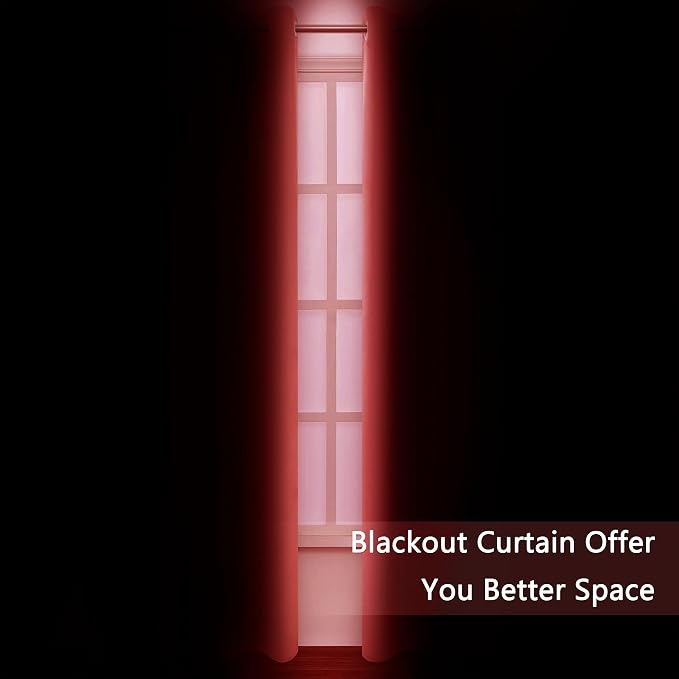 LEMOMO Blackout Curtains 38 x 84 inch/Bright Red Curtains Set of 2 - Image 3