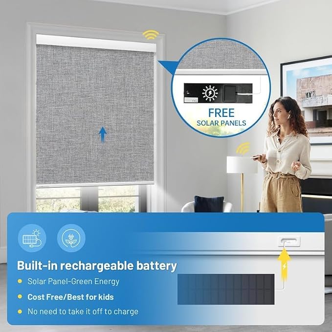 Motorized Blinds with Remote, Cordless Smart Blinds with Valance Cover - Image 2