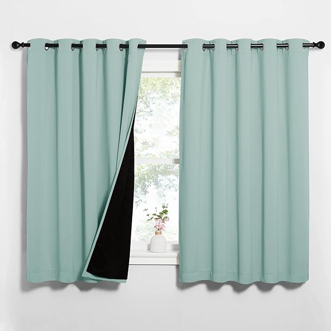 NICETOWN Aqua Blue 100% Blackout Lined Curtains, 2 Thick Layers Completely by NICETOWN
