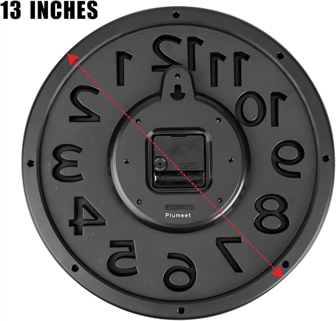 Plumeet 13'' Wall Clock, Large Battery Operated Wall Clocks Silent Non-Ticking - Image 7