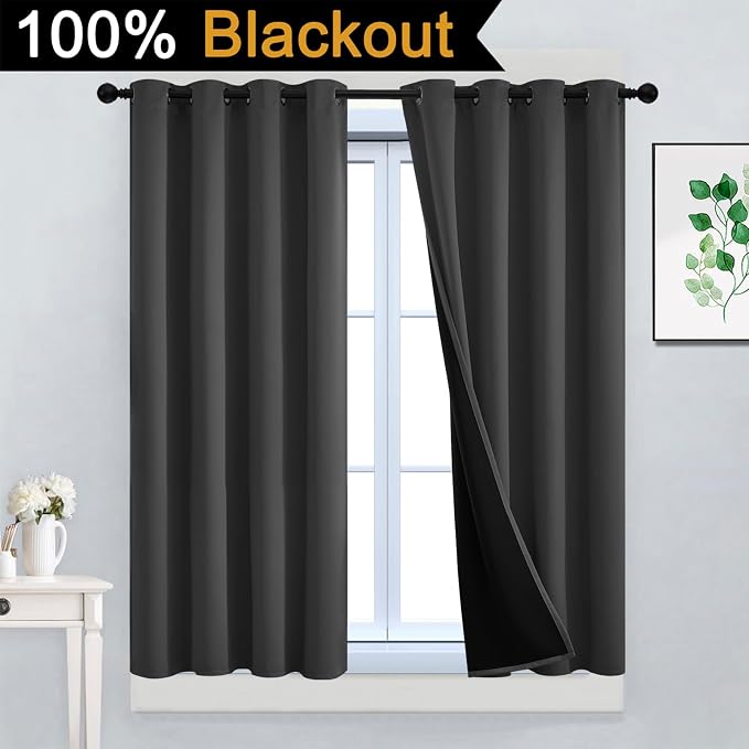 Yakamok 100% Blackout Curtains, 2 Thick Layers Thermal Insulated Total Blackout - Image 2
