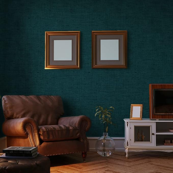 Dark Green Wallpaper Peel and Stick Textured Blackish Green Grasscloth Contact - Image 6