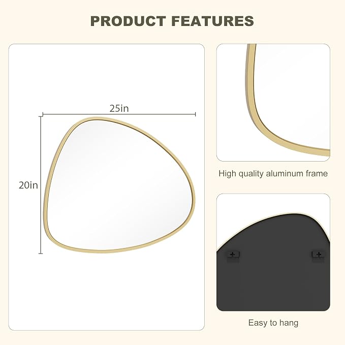 WallBeyond Asymmetrical Mirror, Irregular Wall Mirror, Wall Mirrors Decorative - Image 7