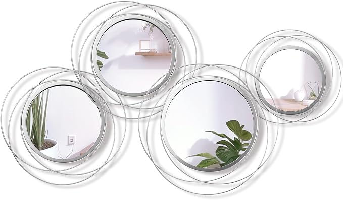 Hicarer 4 Pcs Decorative Wall Mirror Round Modern Mirror Circle Mirror Wall Art - Image 2