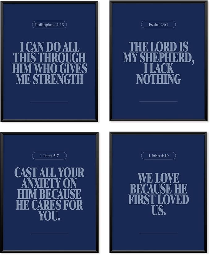 Locomiss Navy Blue Christian Wall Art Decor Posters, Minimalist Jesus Scripture by Unknown