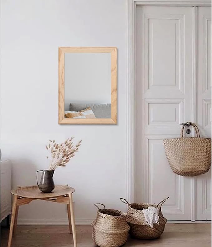 AAZZKANG Rustic Mirrors for Wall Rectangle Wood Frame Mirror Decorative for - Image 5