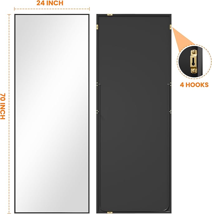 TRAHOME Full Length Standing Mirror, Free Standing or Wall Mount - Image 8