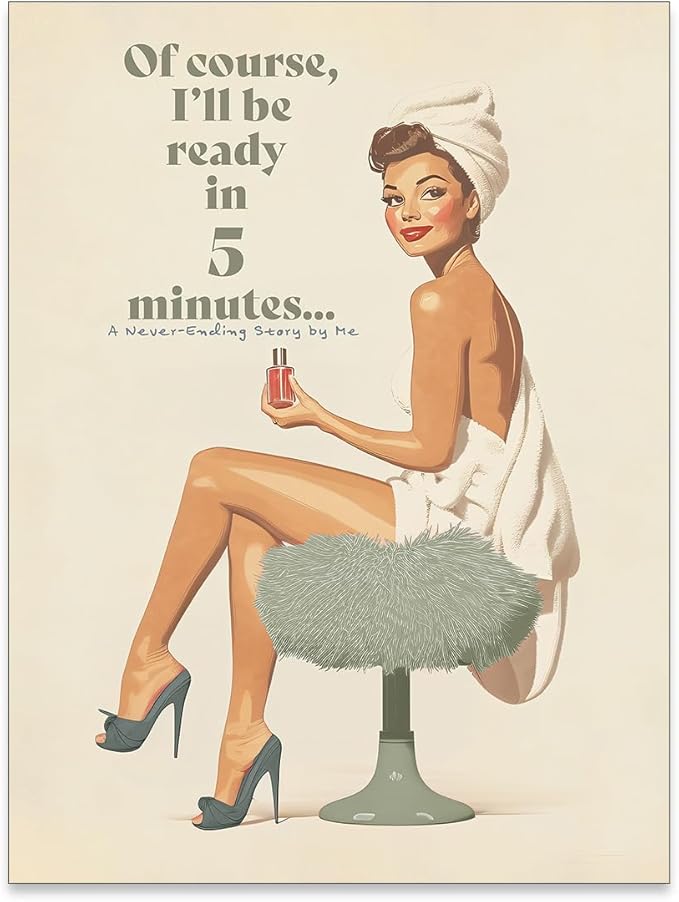 noxozoqm Boho Sage Green Bathroom Poster Vintage 70s Pin Up Girl Wall Art Of by Unknown