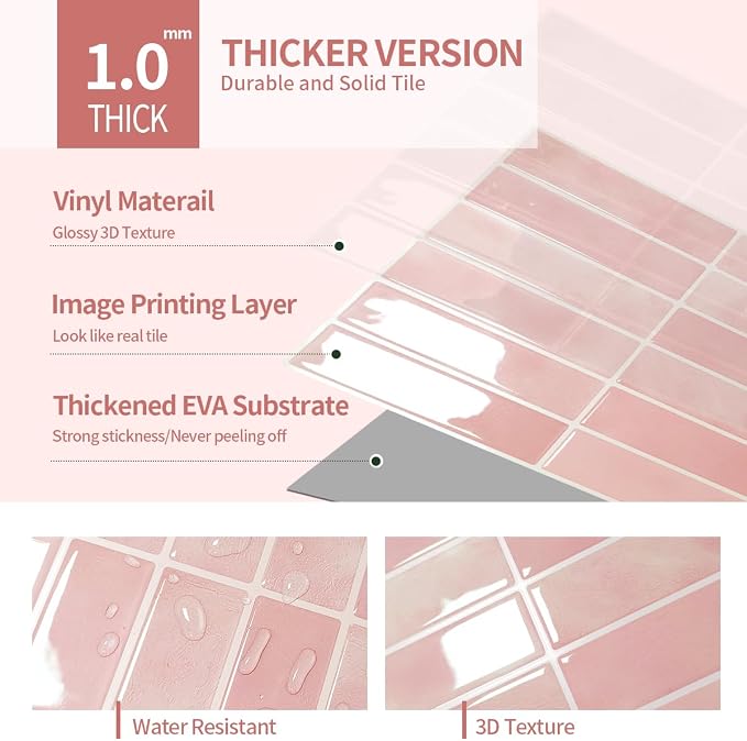 Peel and Stick Backsplash 3D Wall Tiles, Self-Adhesive, Oil Proof, Waterproof - Image 3