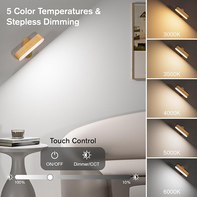 Hensam Battery Operated Wall Sconces, Wireless LED Wall Sconce Set of Two - Image 3