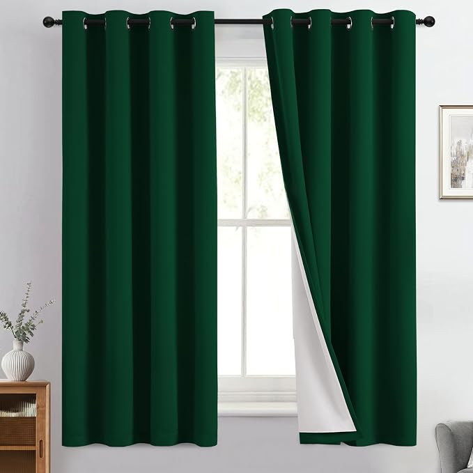 Yakamok 100% Blackout Curtain Panels 63 inches Cold and Light Blocking Drapes by Yakamok