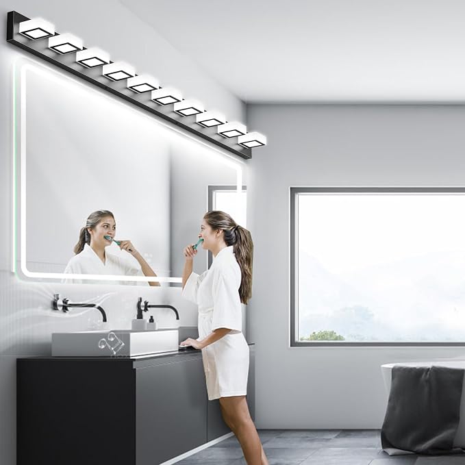 Ralbay 66inch Matte Black Bathroom Vanity Lights Metal Acrylic LED Modern Black - Image 4