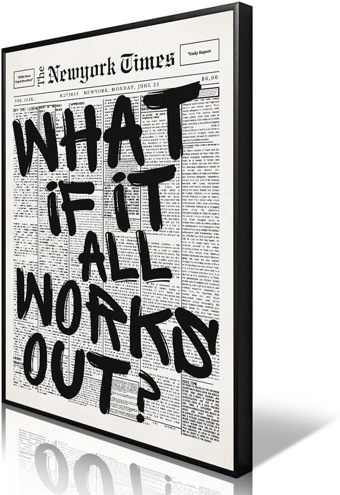What If It All Works Out Canvas Wall Art, Positive Affirmations Wall Decor by Enlaizhude