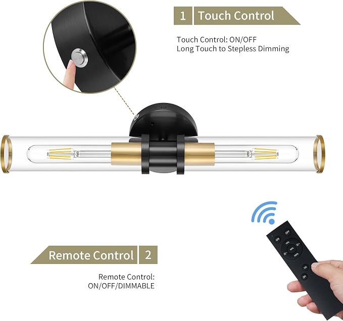 Wireless Wall Sconce with Remote Control, Easy Install Dimmable Rechargeable - Image 4