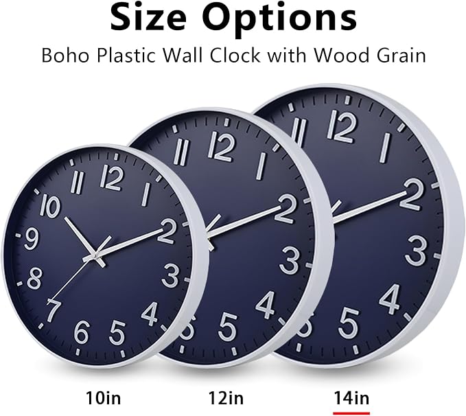 HZDHCLH Wall Clocks Battery Operated, Wall Clock Navy Blue, 14 inch Wall Clock - Image 5