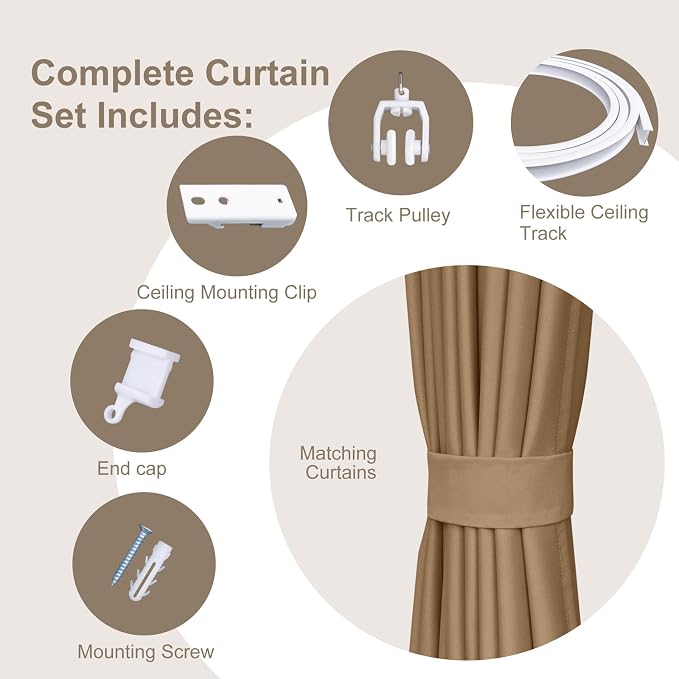 MaKefeile Room Divider Curtains & Flexible Bendable Tracks Set, Privacy - Image 2
